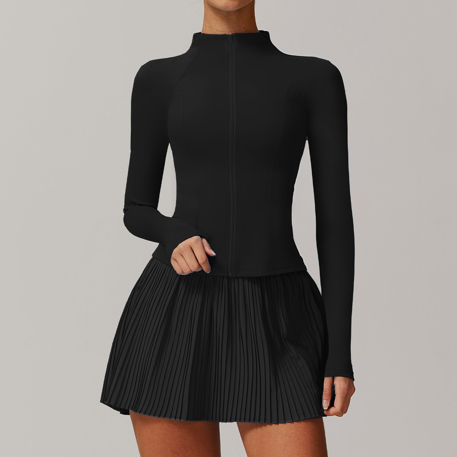 Stand Collar Zipped Sports Coat Female Fitness Yoga Wear